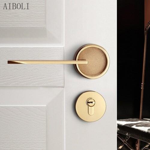 Golden Door Lock Handle Lock Indoor Bedroom Nordic Silent Split Door Lock Room Door Household Door Handle Lock Door Lock