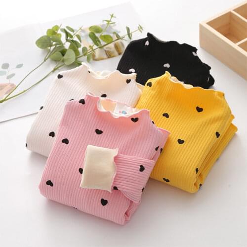 Girls long sleeve warm sweater Bottoming Sweater 2020 Autumn and Winter Girls plus Velvet 1-6T