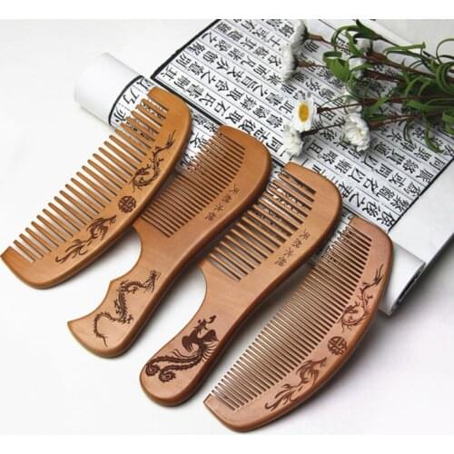 1Pcs Natural Peach Wood Comb Anti-static Wide Tooth Hair Combs Head Massage Hair Care Comb Beauty Accessories Hair Styling Tools