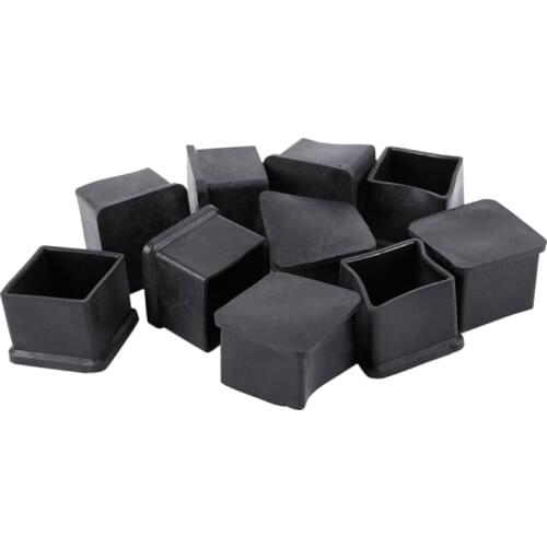 10pcs 30x30mm Square Rubber Desk Chair Leg Foot Cover Holder Protector Black