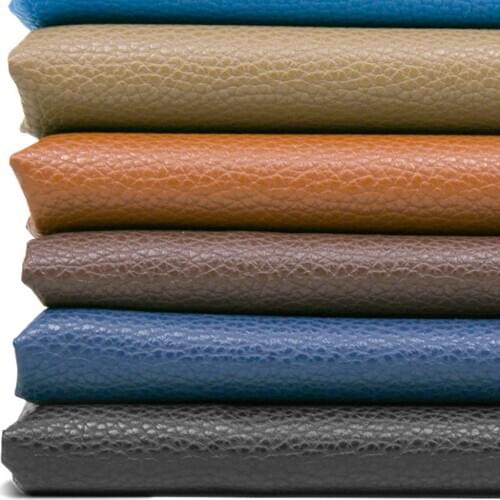1m/Piece Dark 0.7mm Thick PU Large Lychee Leather Fabric DIY Sofa Cushion Headboard Soft Pack Background Wall Artificial Leather