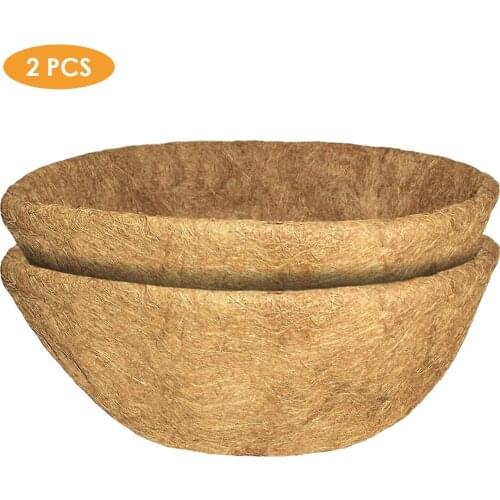 2 Pcs Plant Basket Liner Round Replacement Liner Hanging Basket Flowerpot Natural Coconut Fiber And Natural Latex Plant Basket