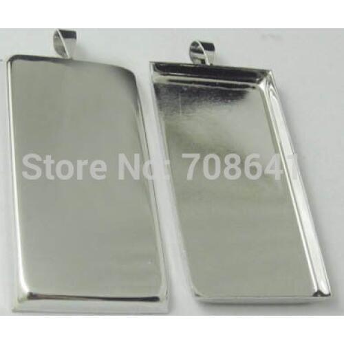25x50mm Blank Rectangle Deep Wall Bezel with Bail Pendant Base 1"x2" Resin Cabochons Settings DIY Findings Multi-color Plated