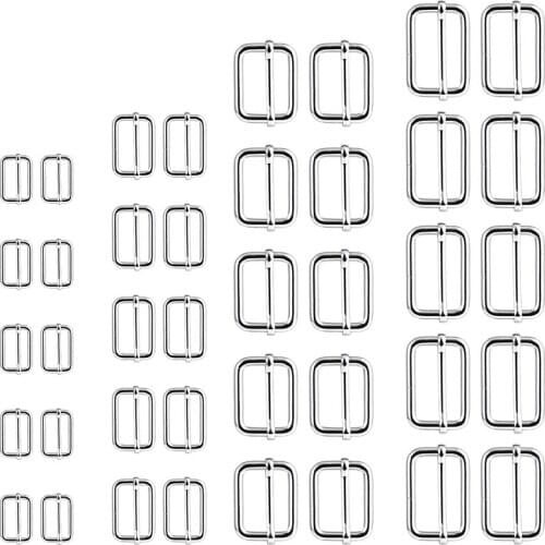 40PCS Slider Buckle, Metal Adjustable Slide Buckle, Roller Pin Buckle Slider for Making Handbag Backpack Pet Collars DIY