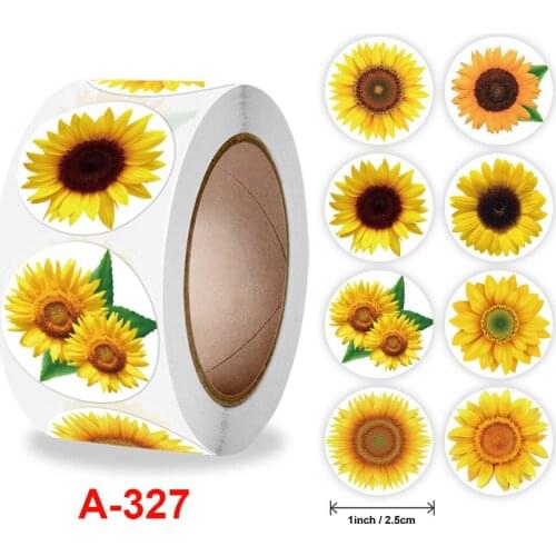 500pcs/Roll Sunflower Flowers Thank You Stickers 1'' Sealing Labels for Order Business Handmade Baking Party Supplies