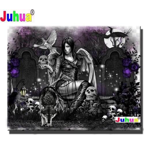 5d diy Diamond Painting"Darkness Skull Angel"Diamond Mosaic Fantasy Wolf Embroidery Cross Stitch Rhinestone Home handmade Art