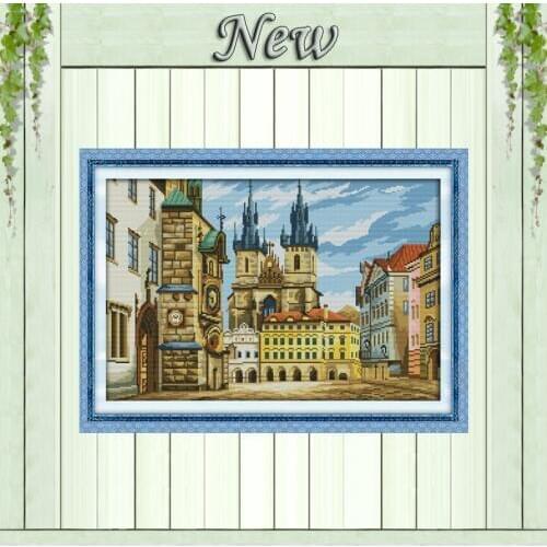 Russian architecture,Counted Printed on canvas DMC 11CT 14CT Cross Stitch kit,needlework Set embroidery,Europe building Scenery