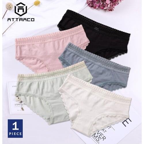 ATTRACO Underwear Panties Womens Thong Lace 1 Piece String Tanga Briefs Cotton Soft Cute Colorful Hot Sale