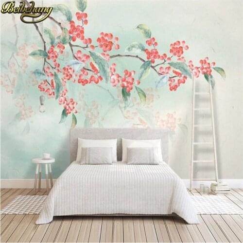 Beibehang custom Custom Mural Wallpaper 3D Colorful flowers and birds branches Wall Painting Living Room TV Study Luxury Mural