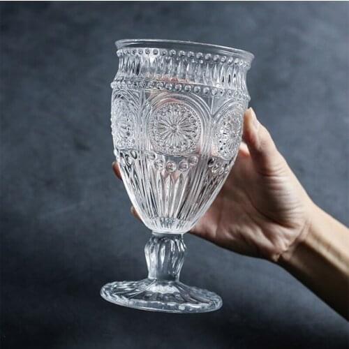 Retro Beverage Goblet Wine Glass Champagne Cup Drinking Glasses Wedding Banquet Hotel Restaurant Bar Juice liquor Glass