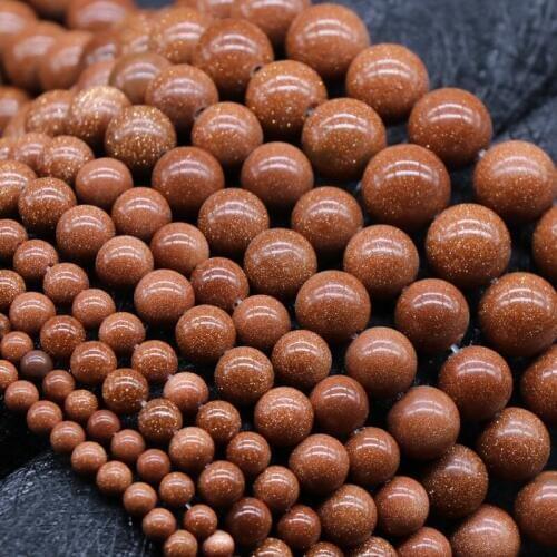 4/6/8/10mm Round Natural Golden Sand Stone Beads For Jewelry Making DIY Loose Gold Sand Stone Beads Fit Bracelet Necklace 15