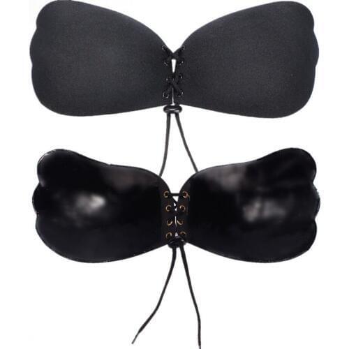 2018 Bra Sexy Black Pink Strapless Fly Bra Three Quarters Wire Free Invisible Bras Invisible Push Up Fly Bras A B C D E F Cup