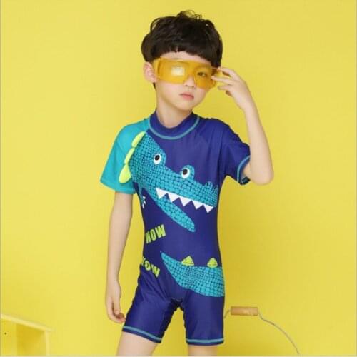 Childrens swimsuit male cartoon crocodile cape diving suit boys one piece swimsuit