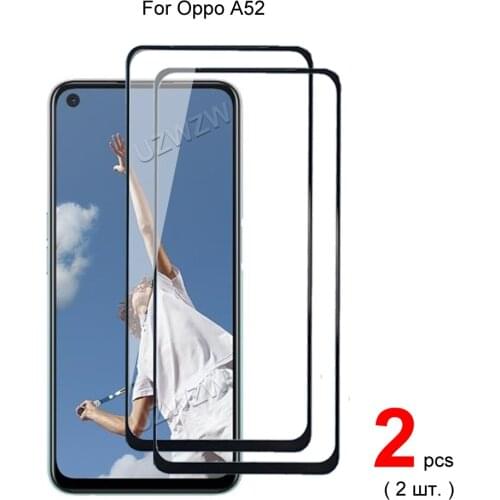 2pcs For Oppo A52 Full Cover Tempered Glass Screen Protector Protective Glass Guard Film