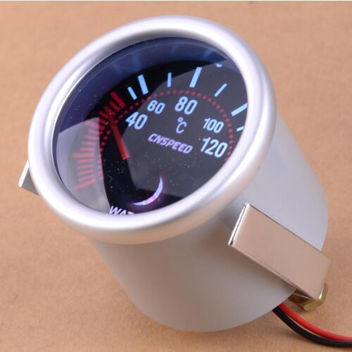 DWCX Grey Car Round 2" 52mm Water Temp Temperature Gauge LED Indicator Pointer Meter 40~120 Degrees Celsius Fit For 12V Vehicles