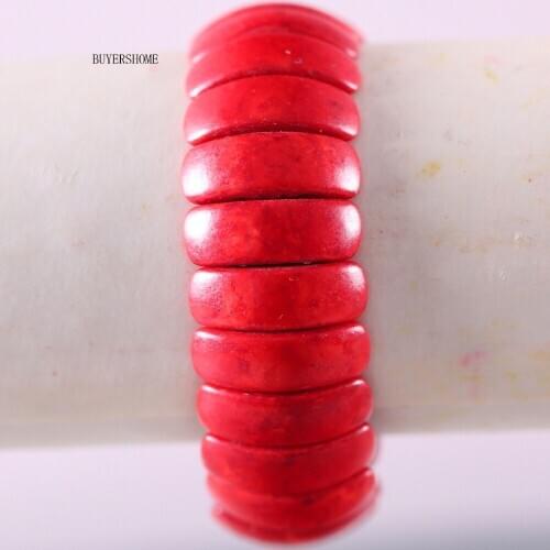 Hot Jewelry For Women 10X21MM Natural Beads Stone Green Howlite Stretch Bracelet 8" 1Pcs H598