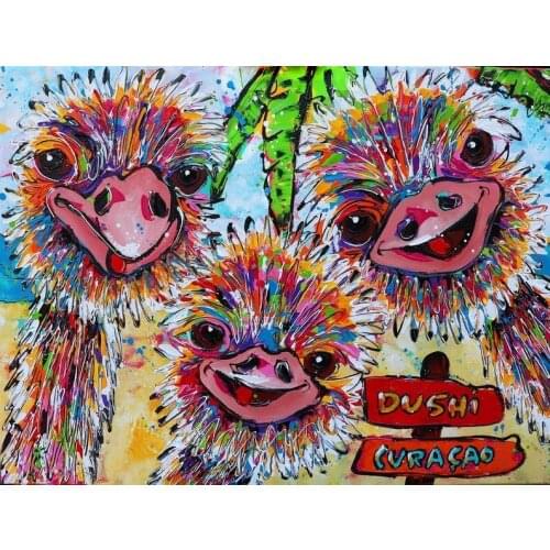 Jmine Div 5D Colorful Ostrich Full Diamond Painting cross stitch kits art High Quality Animal 3D paint by diamonds