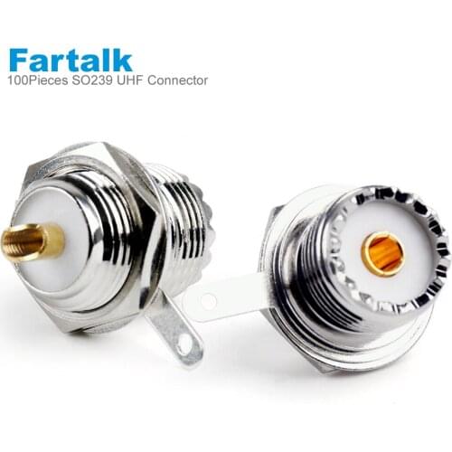 100Pieces Connector UHF SO239 Female Jack Bullkhead Nut Solder for Panel Mount RF Coaxial Adapter for HAM Raido