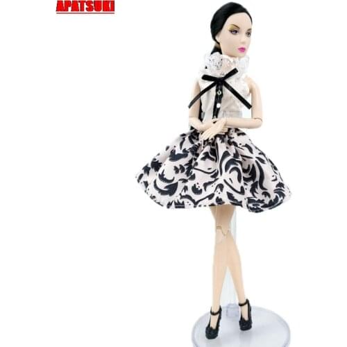 Black and White Lace Party Dresses for Barbie Dolls Outfits Daily Casual Clothes for 1/6 BJD Dolls Accessories Kid Toy Gift Girl