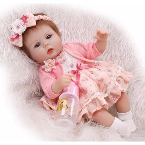 16" Girl Doll Reborn Silicone Vinyl Children Play House Toys Bebe Gift Boneca Reborn Silicone Reborn Baby Juguetes Brinquedos
