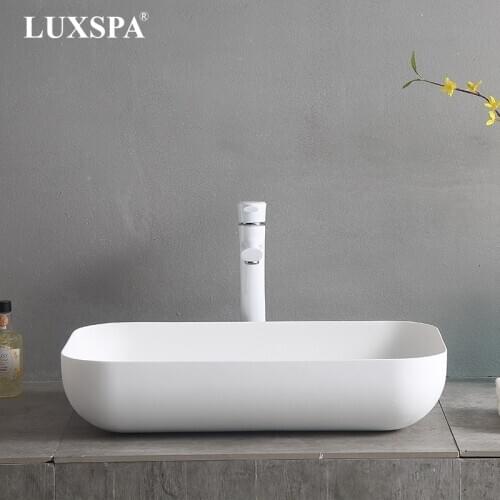 Matt White Thin Edge Artificial Stone Solid Surface Basin