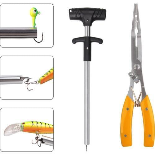 Multifunction Stainless steel Fishing plier Aluminum Tube Portable Hook Out Extractor fish use scissor Hook Extractor tackle kit