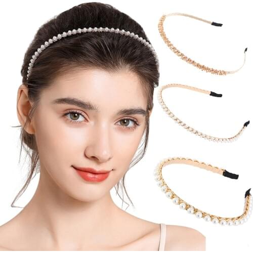 New Big Pearl Hairbands Elastic Rhinestone Women Bow Hair Hoops Head Bands Girls Hair Accessories Fashion Headband Jewelry