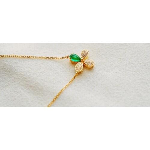 J320 Emerald Necklace Fine Jewelry Pure 18K Gold Jewelry AU750 Natural Green Emerald 4mm Gemstones Pendants Fine Necklace