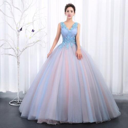 V-neck Sleeveless Quinceanera Dresses Party Dress Classic Pleats Prom Formal Ball Gown Sweet Contrast Color Vestidos
