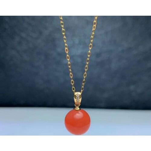 Shilovem 18K yellow Gold Natural south Red agate pendants no necklace fine Jewelry classic gift plant gift new mymz9.5-10222nh