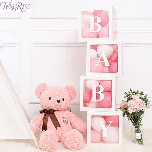 Alphabet Transparent Box Baby Shower Boy Girl Gift Decoration Christening First 1st Birthday Party Decoration Party Supplies