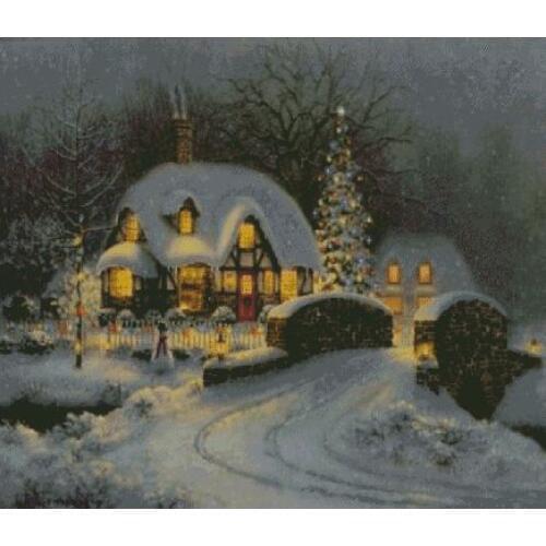 Needlework,Embroidery,DIY Christmas snow Scenic Counted Unprinte Cross stitch kits,Art Pattern sets Cross-Stitching decor