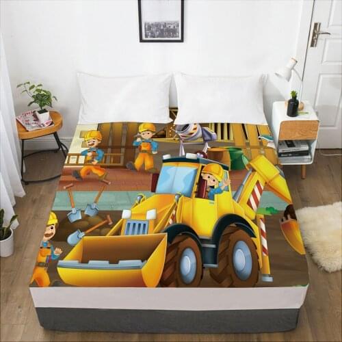 Cartoon Childrens Elastic fitted sheet bed sheet With An Elastic Band 160x200 Mattress Cover Bed cover for kids baby Car PUSH