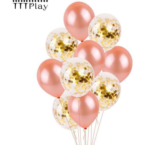 10PCS Rose Gold Latex Balloon Champagne Gold Wedding Balloons Wedding Decoration Baby Shower Kids Birthday Party Ballon Supplies