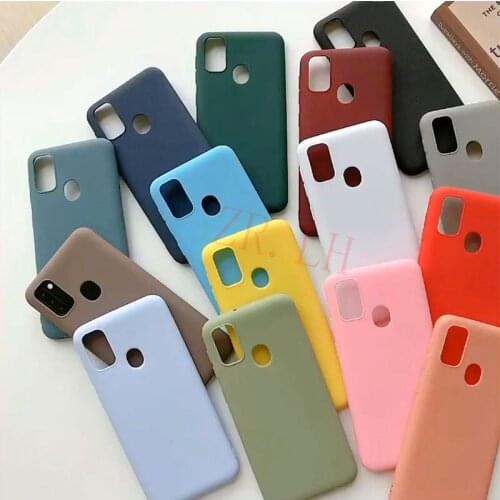 Silicone Case For Samsung Galaxy A72 A52 5G M30S M10 A10S A20E A20S Solid Candy A50 A70 A7 2018 Note 10 9 20 Pro Cases Cover