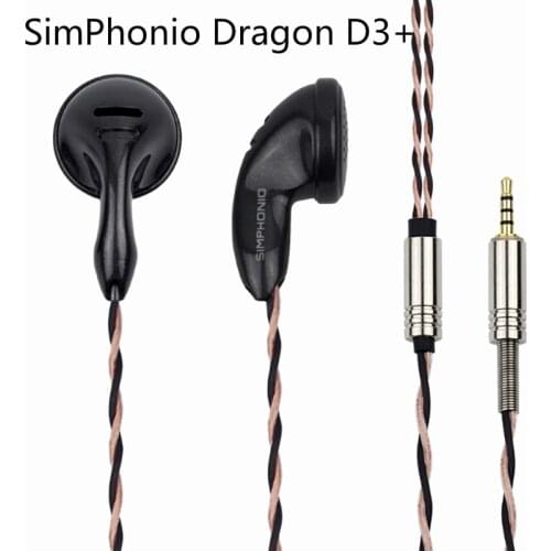 SimPhonio Dragon D3 Plus D3+ Dynamic HiFi Music Monitor DJ Studio Audiophile Earphone Flat Head PK2 BK CM2000Ti Bell-Ti CHACONNE