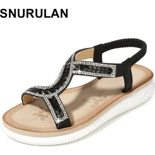 SNURULANFashionable white women sandals for 2019 comfortable beach women walking shoes; summer season; Platform sandals