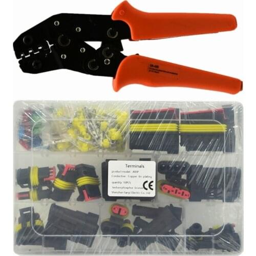 240PCS Waterproof Male Female Electrical Connectors Plug 1-6Pins sets with crimping pliers Way With Wire For Car Motorcycle