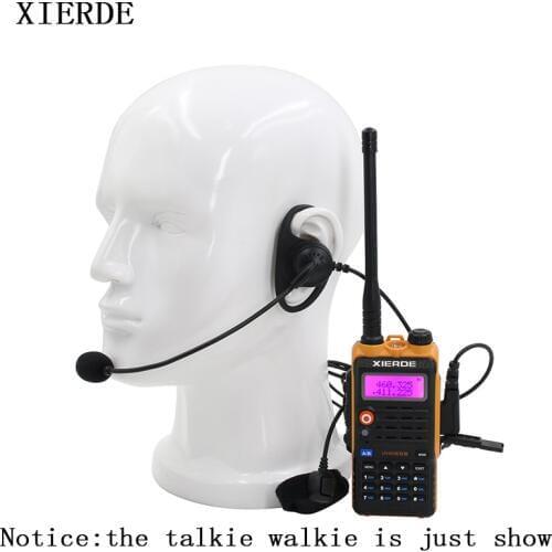 2 Pin D-Shape Tactical Headset PTT Mic Earhook Earpiece Earphone for Baofeng Kenwood Talkie Walkie Radio