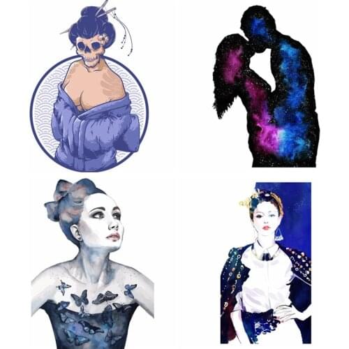 Iron On Transfer Girl Patches For Clothing Heat Transfer Vinyl DIY T-shirt Thermal Stickers Beautiful Girl For Clothing Applique