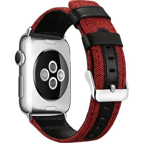 Fabric+Leather Strap for Apple Watch Band 44mm 40mm 42mm 38mm Smartwatch Bracelet wristband for Apple watch Series 3 4 5 6 SE