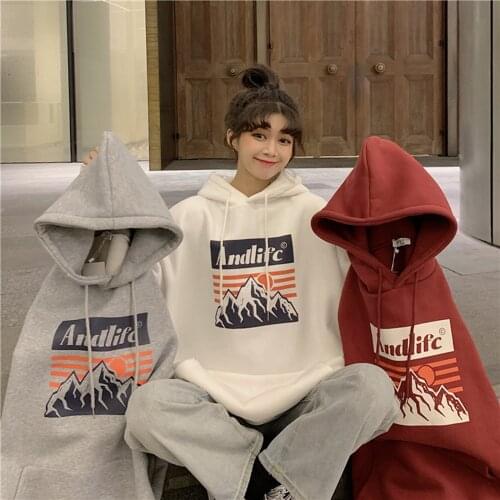 Pattern Hoodies Japan Landscape women Pullover Warm Harajuku Hoody For women Street Fashion Punk Hooded Sweatshirt