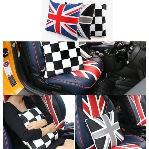 Car Interior UNION JACK Pollow for Universal Seat Supports Waist Pillow Set & Car Rest Air Conditioning Quilt Multifunctional