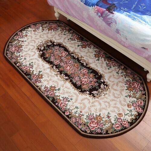 Vintage Europe Long Rug for Bedroom Oval Carpets Living Room Home Decor Jacquard Door Floor Mat Bathroom Rug Machine Wash