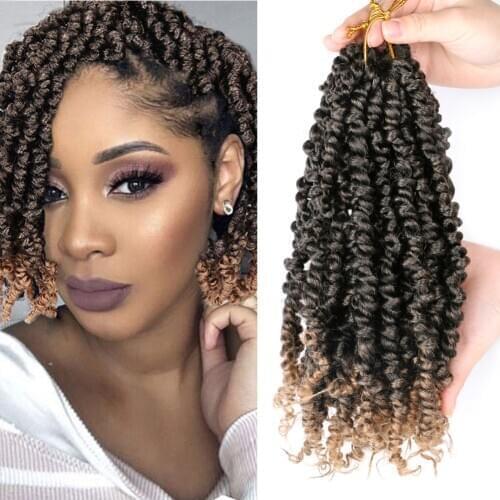 Mtmei Hair 10 Inch Pre Twisted Passion Twist Crochet Hair Pre Looped Fluffy Crochet Braids Hair Ombre Synthetic Braiding Hair