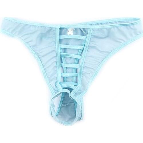 High-Quality Man Underwear Sexy Fishnet Open Crotch Briefs Thong T-Back Transparent Gay Mens Briefs Cuecas Men Lingerie Sissy