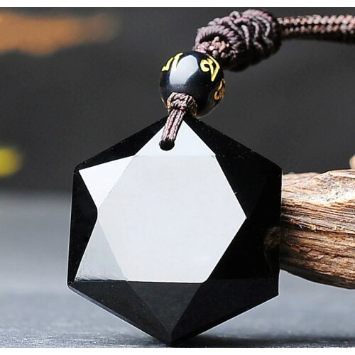 Jewelry Black Obsidian Six Awn Star Pendant Necklace Hand-Carved Chinese Fashion Accessories Charm Amulet for Men Women Gifts