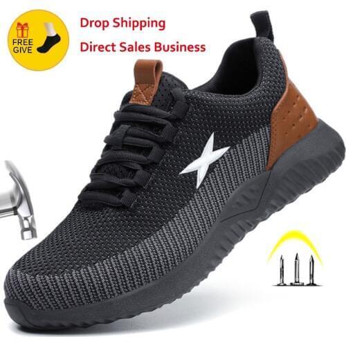 Safety Work Shoes For Men Women Steel Toe Cap Anti-smashing Working Boots Breathable Outdoor Construction Shoes Work Big Size 48