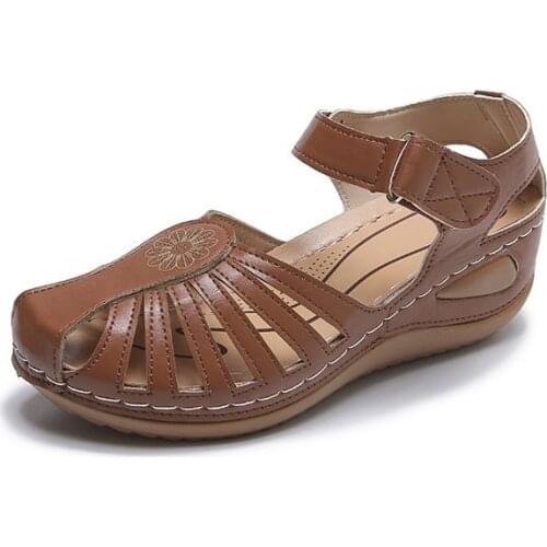 Women Sandals 2021 Summer Fashion Plus Size 43 velcro Sandals Women Retro Baotou romen sandals Women Platform wedge sandlas