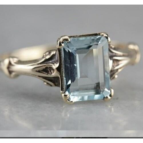 Popular Vintage Ancient Silver Plated Zircon Crystal Ring for Women Engagement Party Wedding Rings Jewelry Hand Accessories